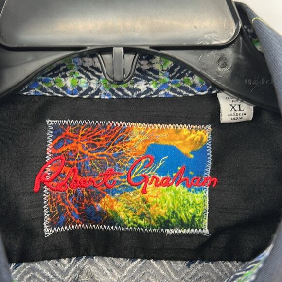 Robert Graham Flip Cuff Men's Button Down LS Shirt - Navy - XL - Picture 3 of 6